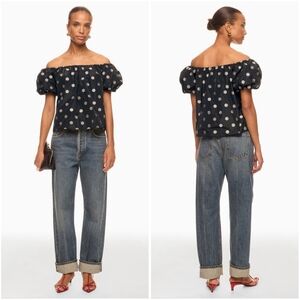 Tanya Taylor Amaris Top Black Cream Small